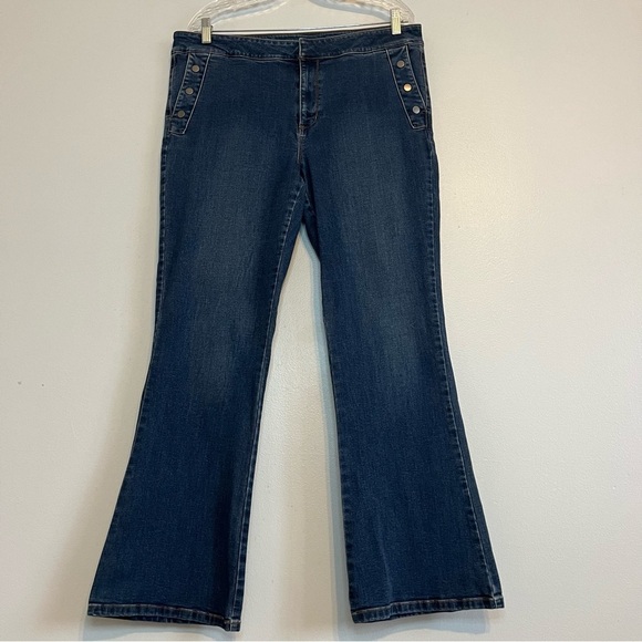 J Jill Denim Womens York Bootcut Jeans Sz 16 Med Wash Flat Front Boho Mid Rise - Picture 1 of 9